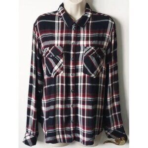 NWOT Sanctuary Boyfriend Shirt Plaid Button-Down S Black Red White - 50off3